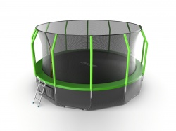 EVO JUMP Cosmo 16ft (Green) + Lower net. Батут с внутренней сеткой и лестницей, диаметр 488 см (зеленый) + нижняя сеть
