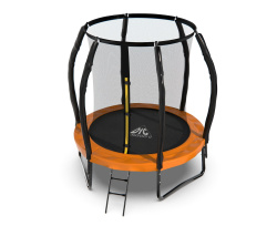 Батут DFC KENGOO II 5ft внутр.сетка, лестница, оранж/черн (152см)