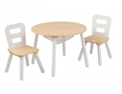 Стол + 2 стула "Сокровищница", бежевый (Round Storage Table and Chair Set) KidKraft 27027_KE