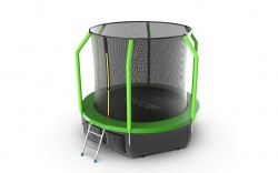 Батут EVO JUMP Cosmo 8ft зеленый + Lower net. с внутренней сеткой и лестницей + нижняя сеть