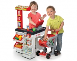 Супермаркет с тележкой, белый