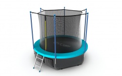 Батут EVO JUMP Internal 8ft (Wave) аквамарин с внутр. сеткой и лестницей + нижняя сеть