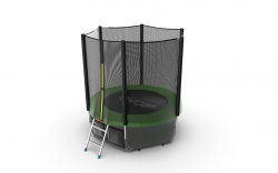 EVO JUMP External 6ft (Green) + Lower net. Батут с внешней сеткой и лестницей, диаметр 183 см (зеленый) + нижняя сеть