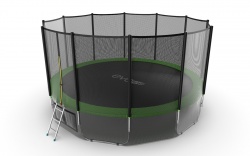 EVO JUMP External 16ft (Green) + Lower net. Батут с внешней сеткой и лестницей, диаметр 488 см (зеленый) + нижняя сеть