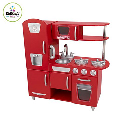 Игрушка кухня из дерева "Винтаж", цвет Красный (Red Vintage Kitchen) KidKraft 53173_KE